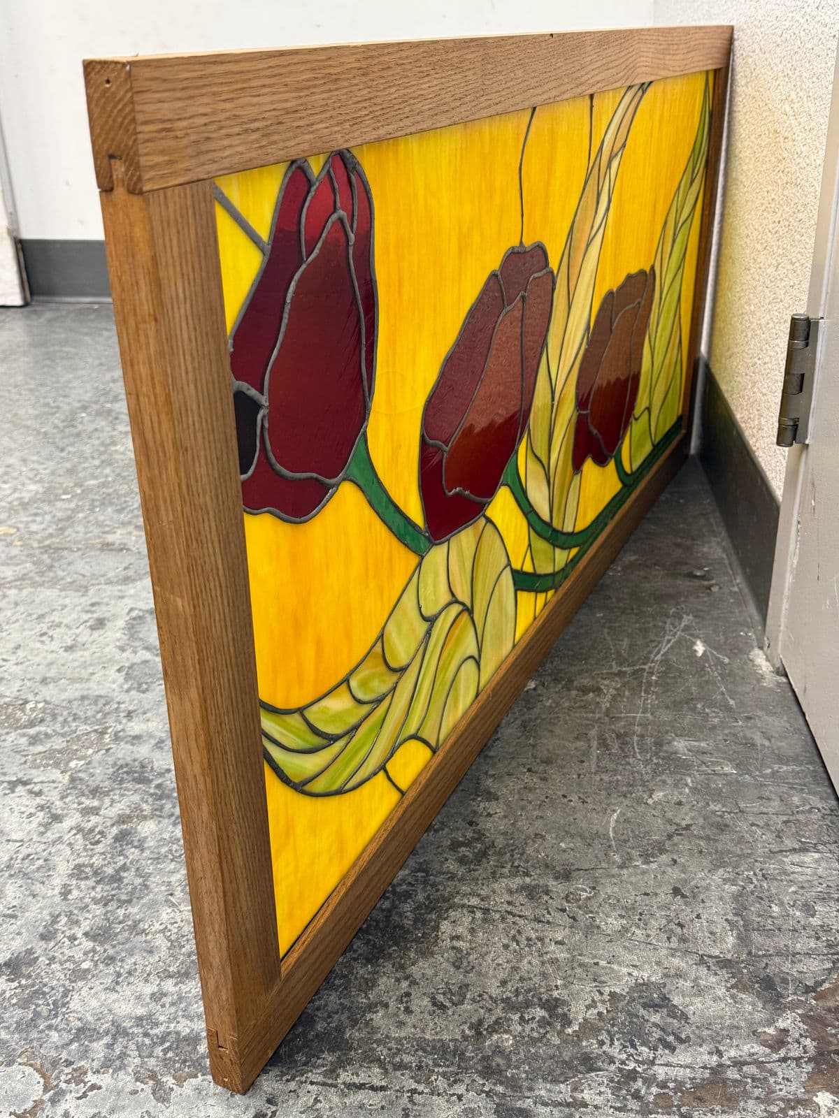 Circa 1978 Gene LeLonde Floral Stained Glass Panel - Thumbnail 7