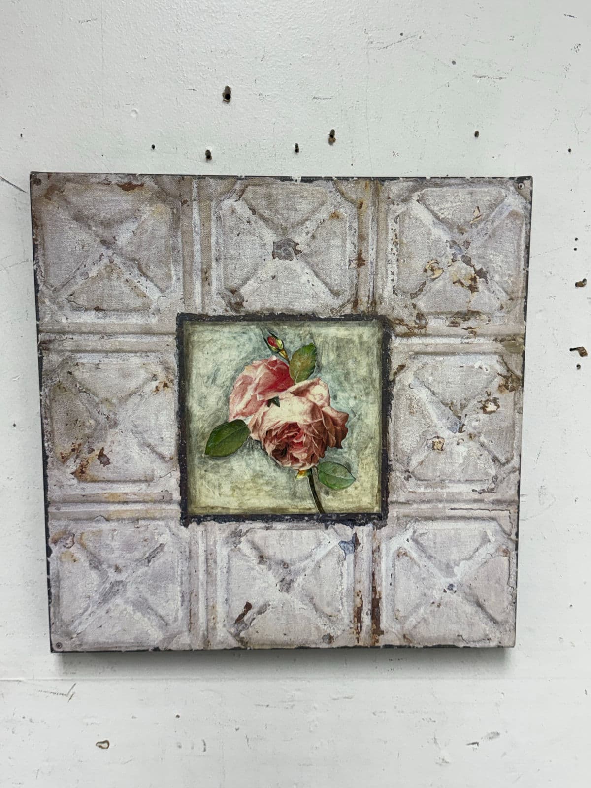 Peggy Abrams Style Rose Tile Print of Canvas - Thumbnail 3