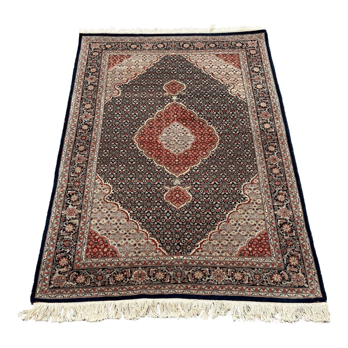 4ft X 6ft Persian Tabriz Mahi Wool & Silk Area Rug - Thumbnail 2