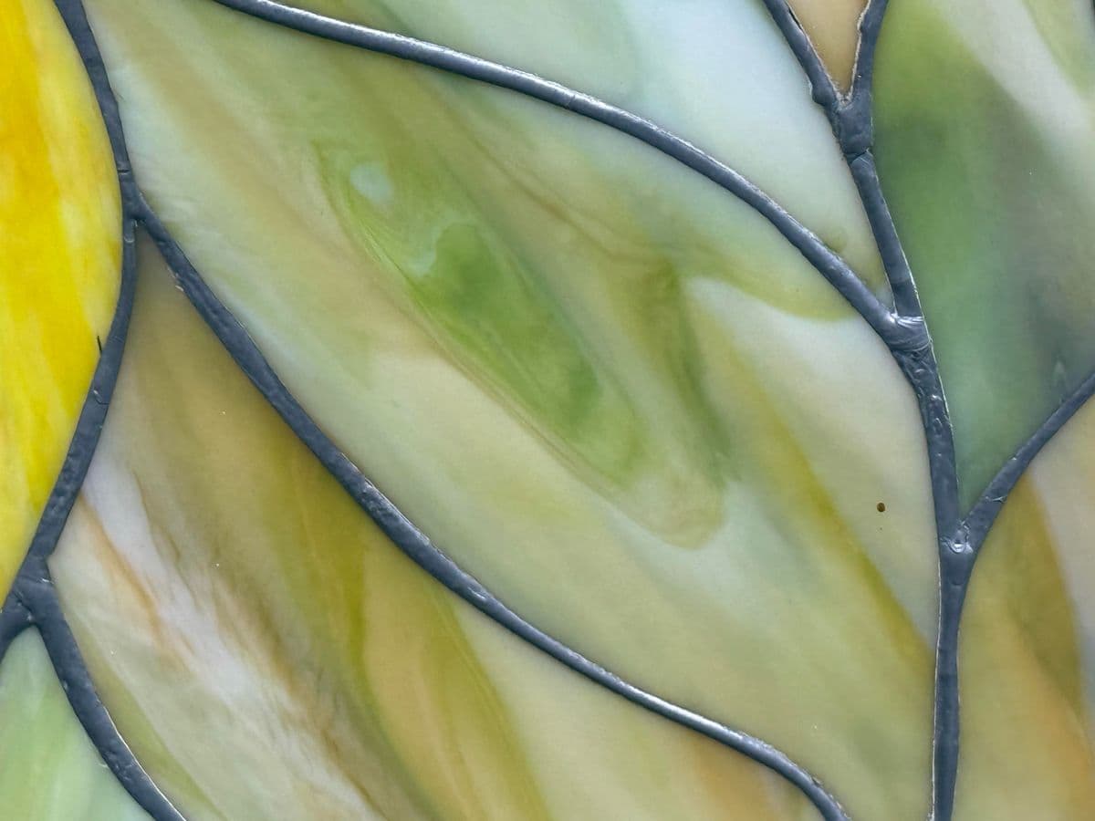 Circa 1978 Gene LeLonde Floral Stained Glass Panel - Thumbnail 11