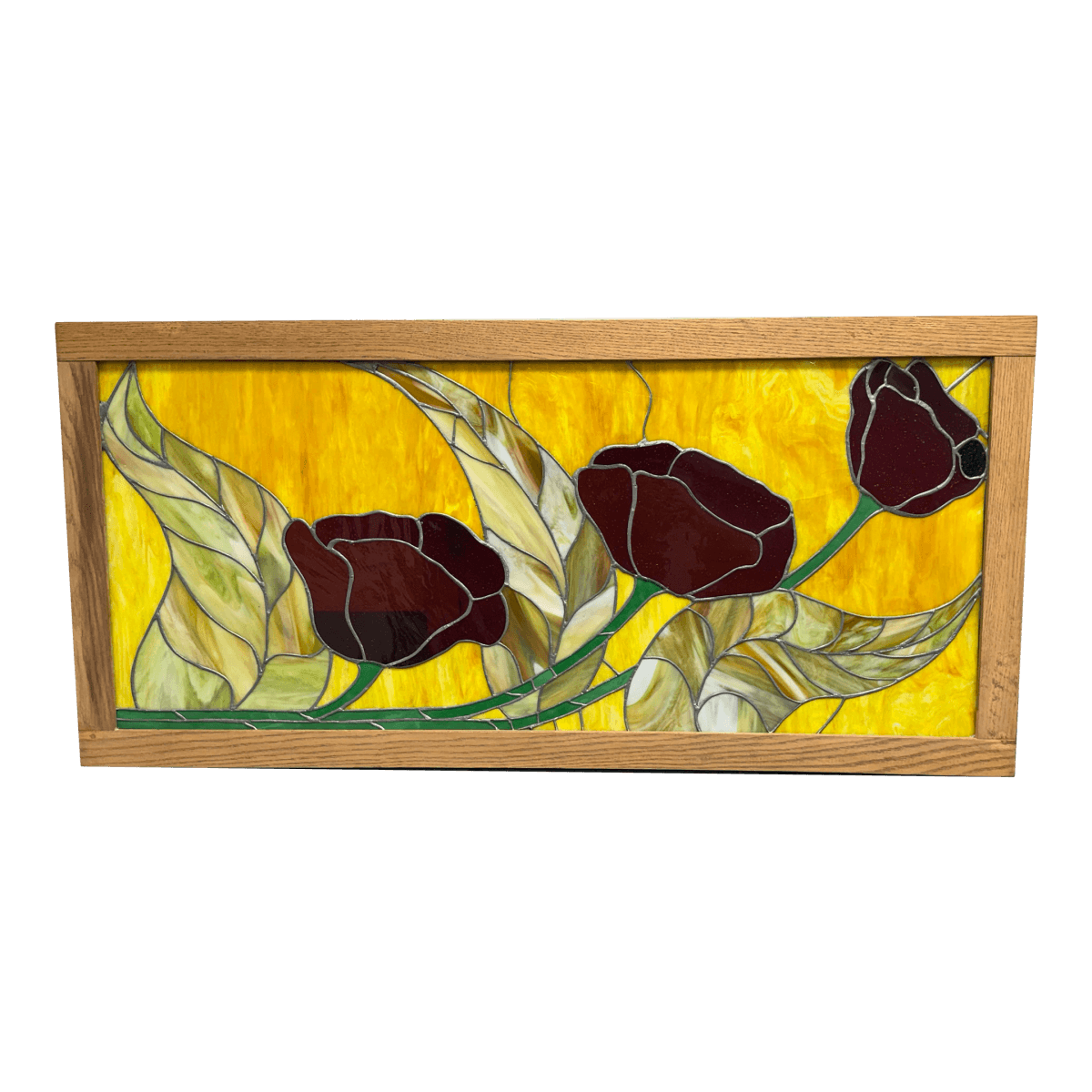Circa 1978 Gene LeLonde Floral Stained Glass Panel - Thumbnail 2