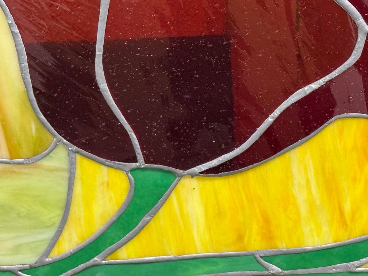 Circa 1978 Gene LeLonde Floral Stained Glass Panel - Thumbnail 10