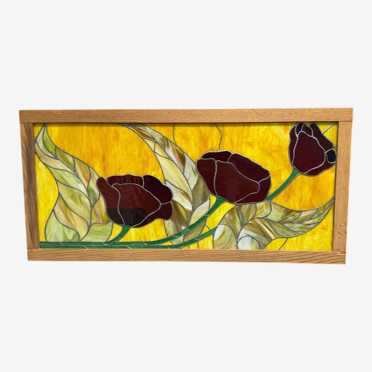 Circa 1978 Gene LeLonde Floral Stained Glass Panel - Image 1