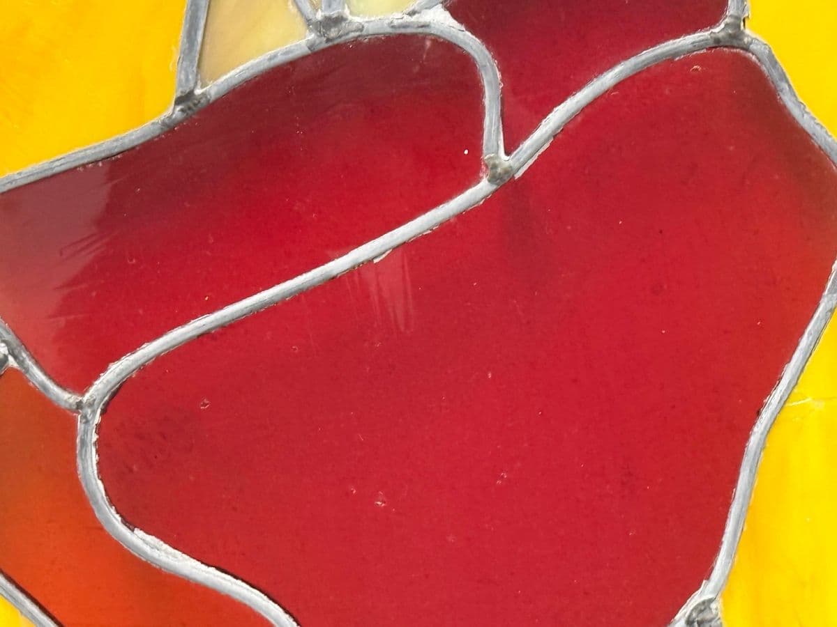 Circa 1978 Gene LeLonde Red Tulip Stained Glass Panel - Thumbnail 6