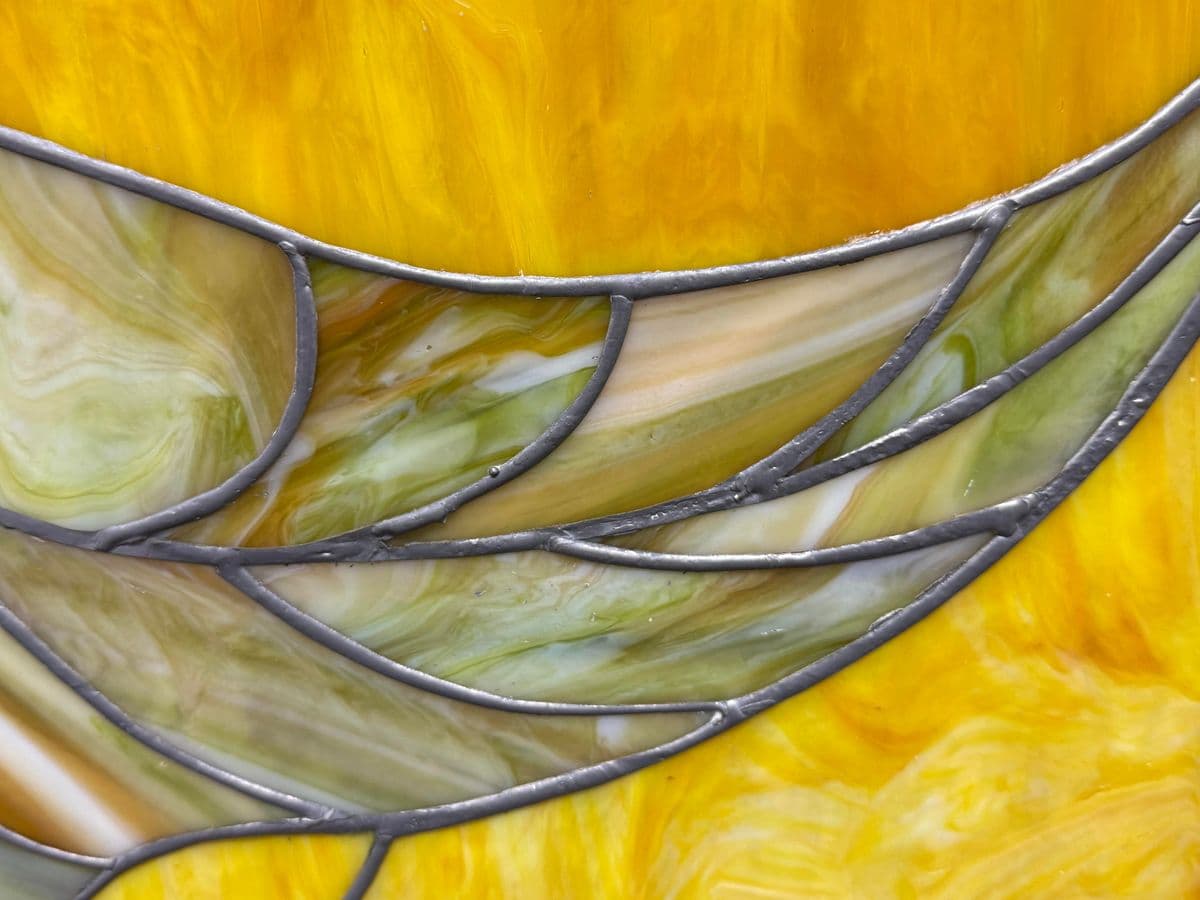 Circa 1978 Gene LeLonde Floral Stained Glass Panel - Thumbnail 9