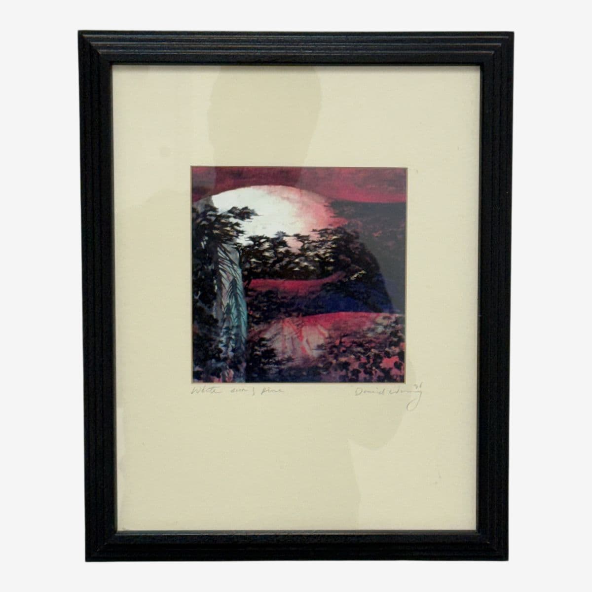 Circa 1996 David Wang White Sun + Pine Frame Artwork - Image 1
