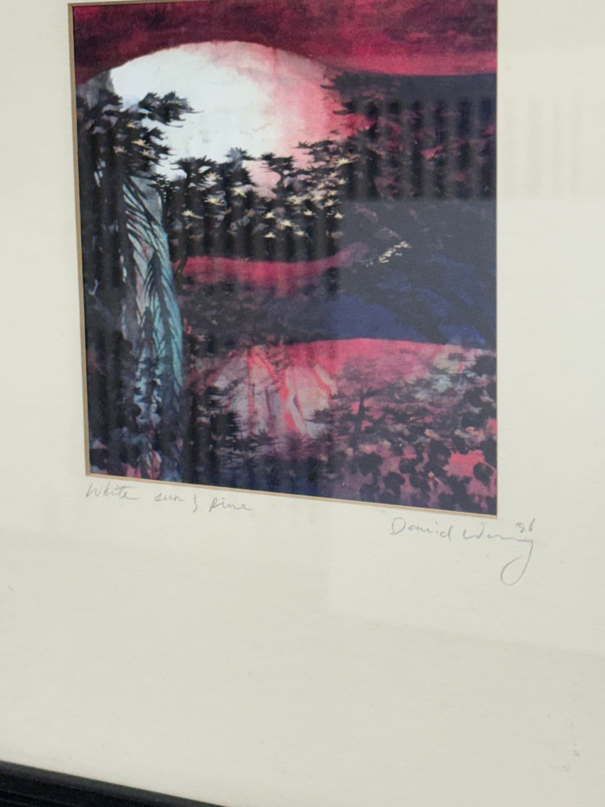 Circa 1996 David Wang White Sun + Pine Frame Artwork - Thumbnail 3