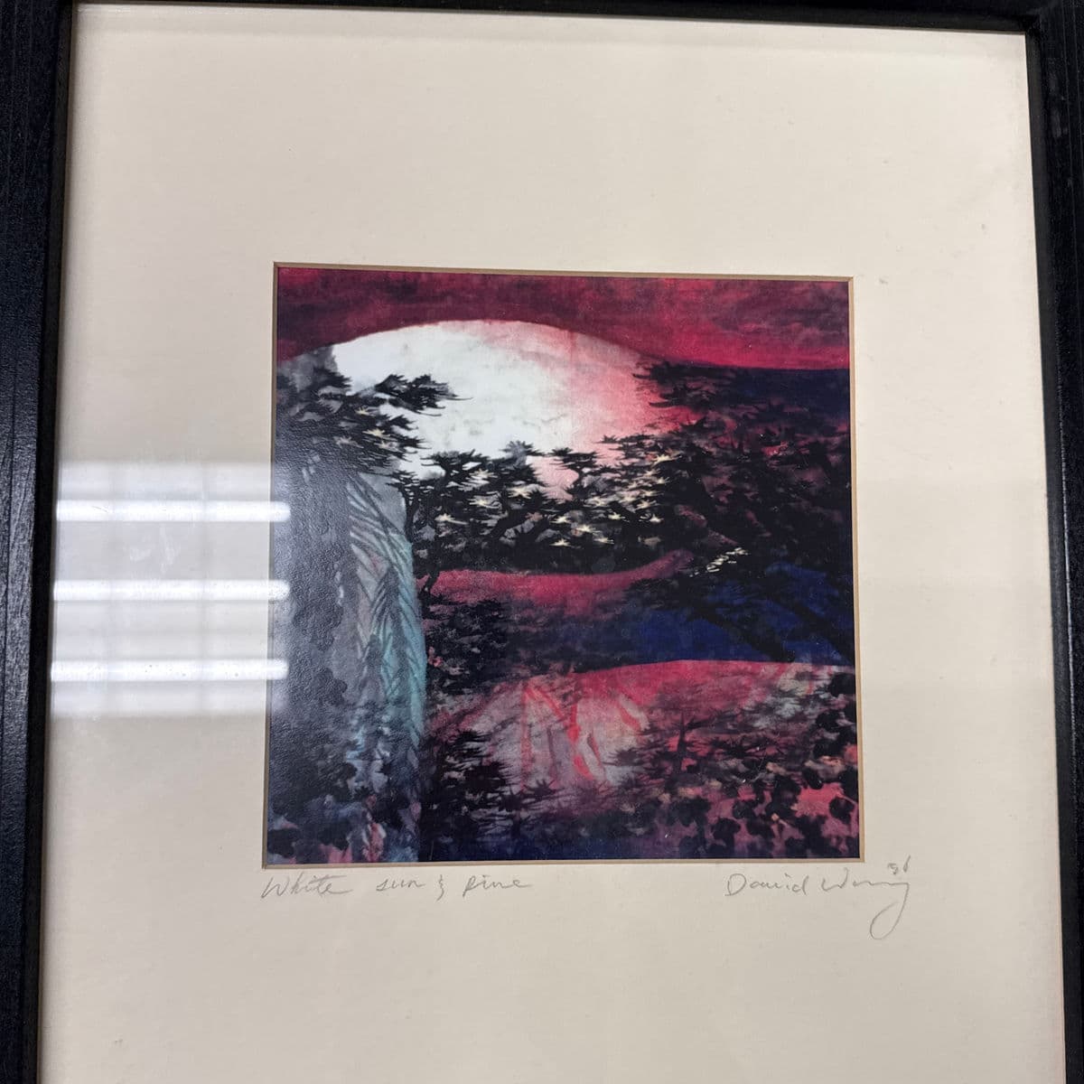 Circa 1996 David Wang White Sun + Pine Frame Artwork - Thumbnail 13