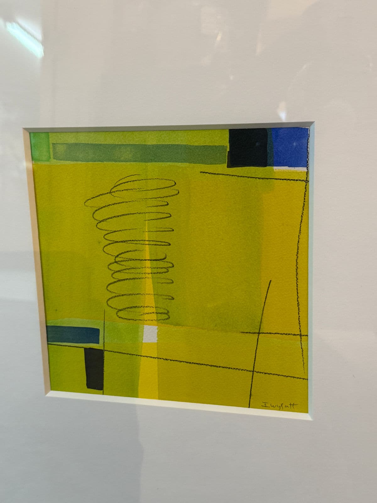 Isabel Wyatt "Yellow Green Colorform" Original Painting, Signed - Thumbnail 4