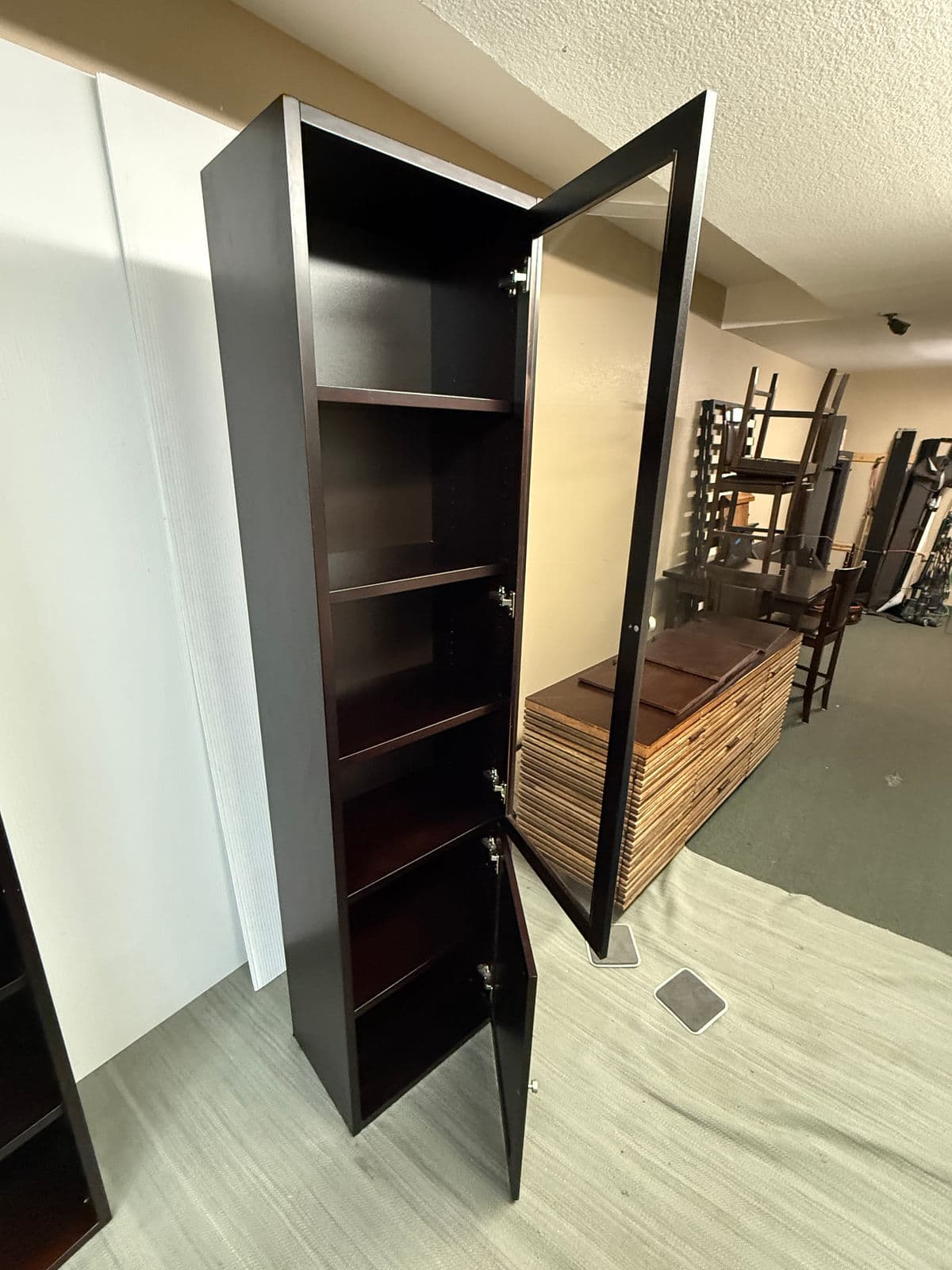 Tall Wood Display Cabinet With Glass Door and Lower Storage - Thumbnail 13
