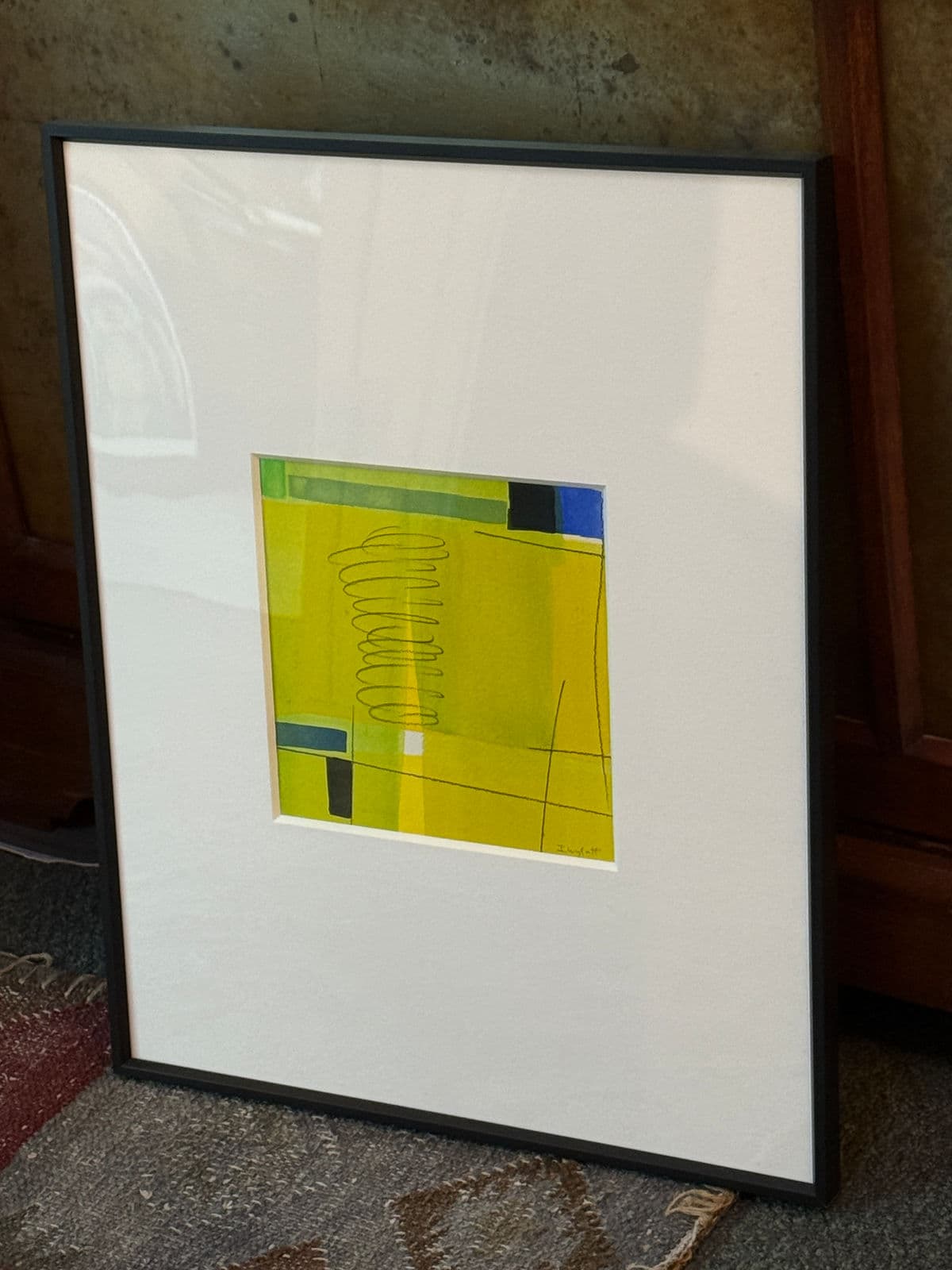 Isabel Wyatt "Yellow Green Colorform" Original Painting, Signed - Thumbnail 3