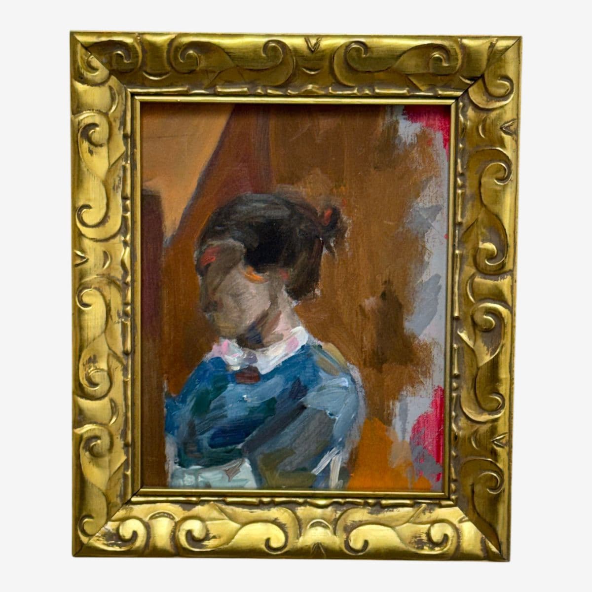 Impressionist Reproduction Artwork of Portrait of Young Girl, Framed - Image 1