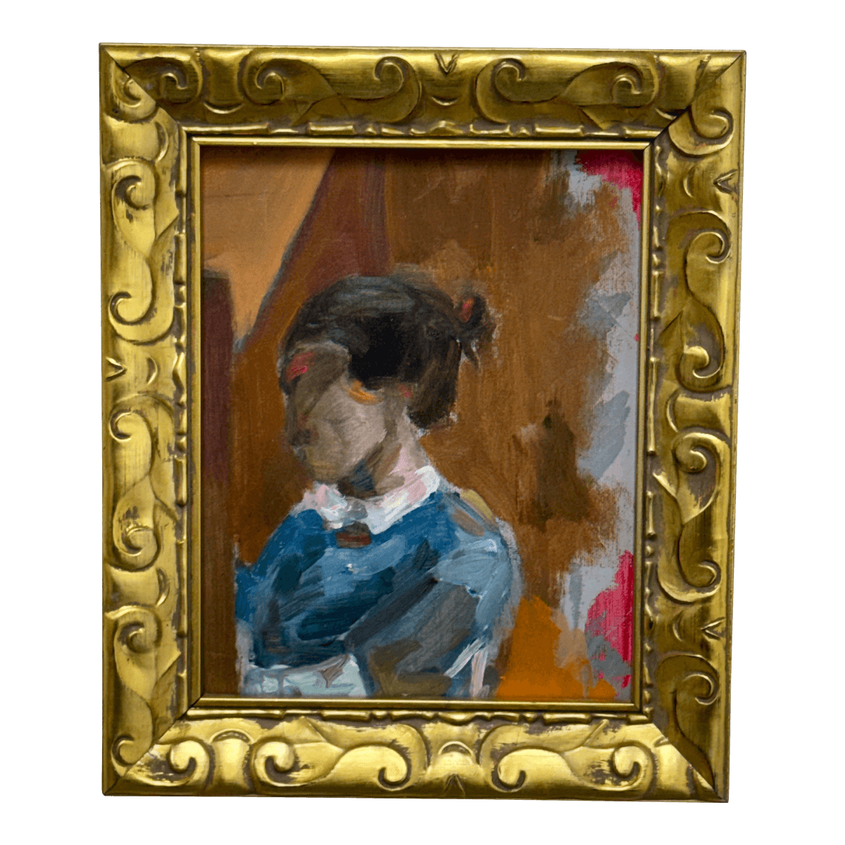 Impressionist Reproduction Artwork of Portrait of Young Girl, Framed - Thumbnail 2