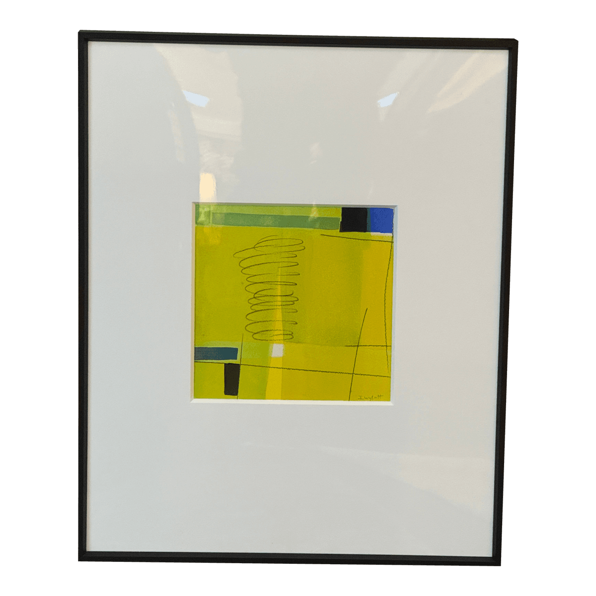 Isabel Wyatt "Yellow Green Colorform" Original Painting, Signed - Thumbnail 2