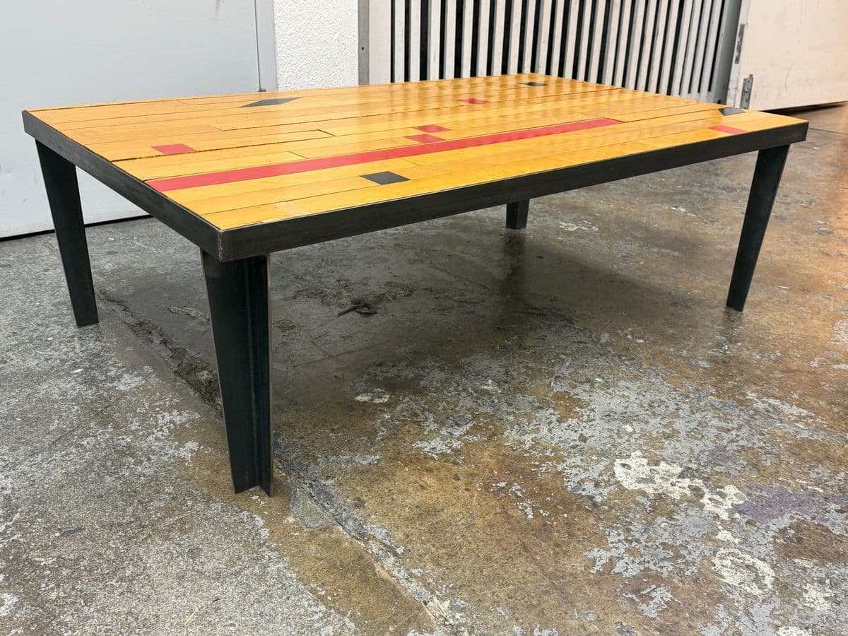 Reclaimed Wood From Gym Floor Coffee Table - Thumbnail 4