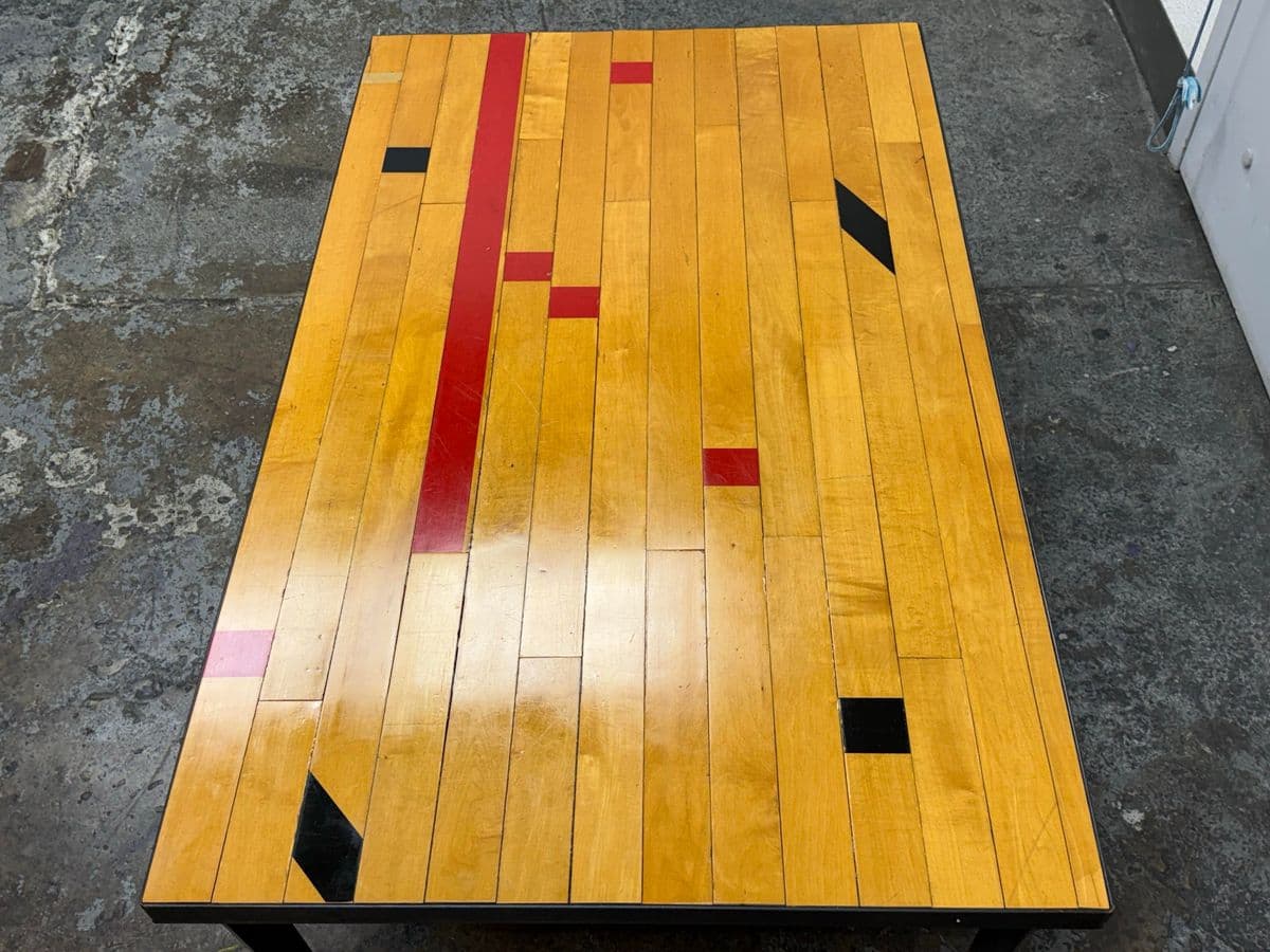 Reclaimed Wood From Gym Floor Coffee Table - Thumbnail 6