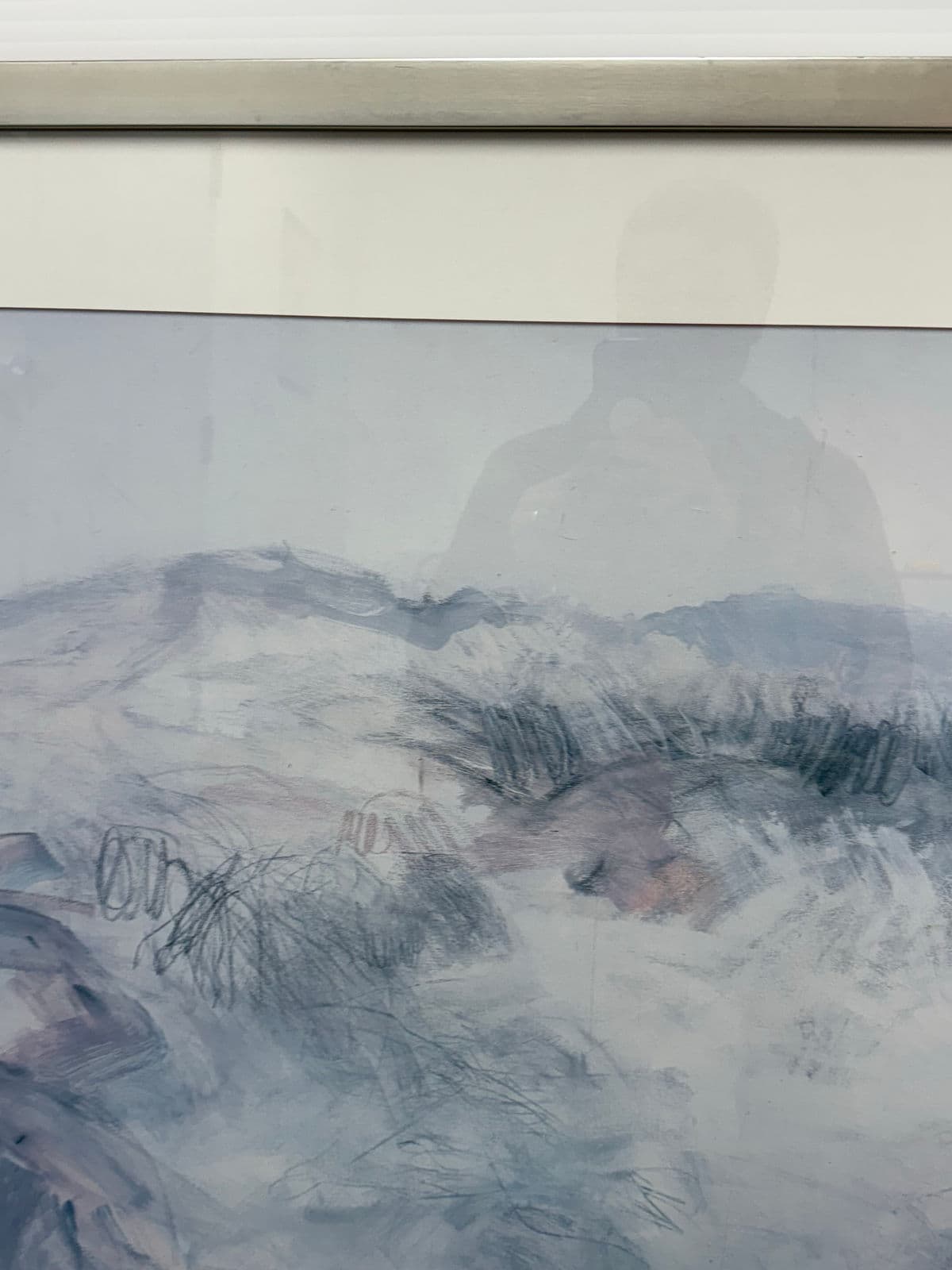 Contemporary Blue + White Brush Strokes Print, Framed - Thumbnail 10