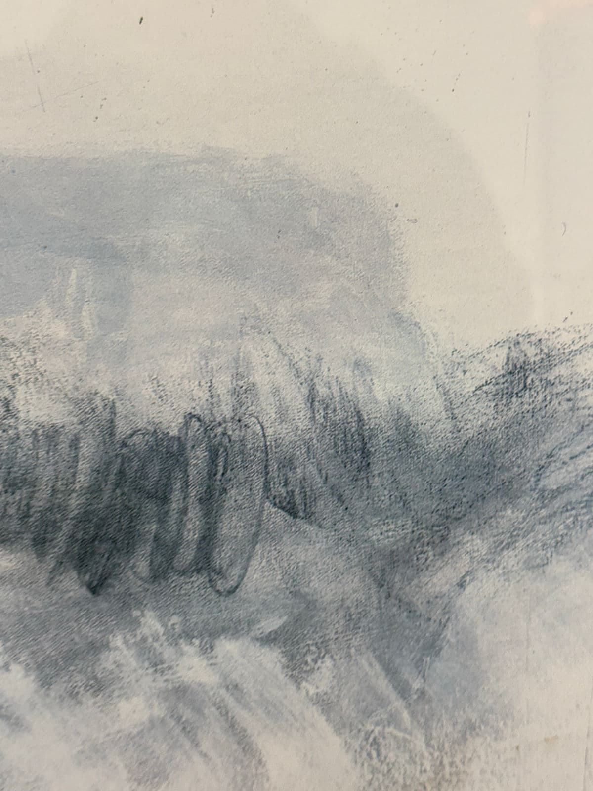 Contemporary Blue + White Brush Strokes Print, Framed - Thumbnail 7