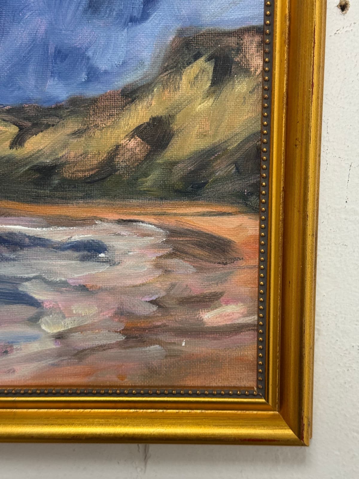 Abstract Cloud Covered Blue Skies on the Beach Painting, Framed - Thumbnail 10