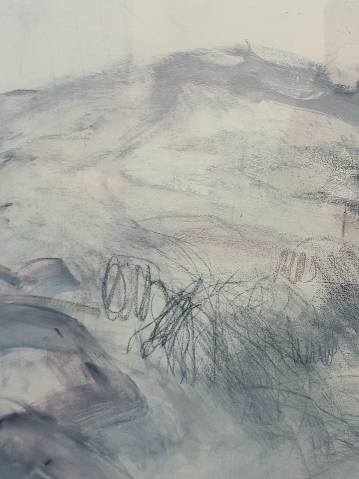 Contemporary Blue + White Brush Strokes Print, Framed - Thumbnail 6