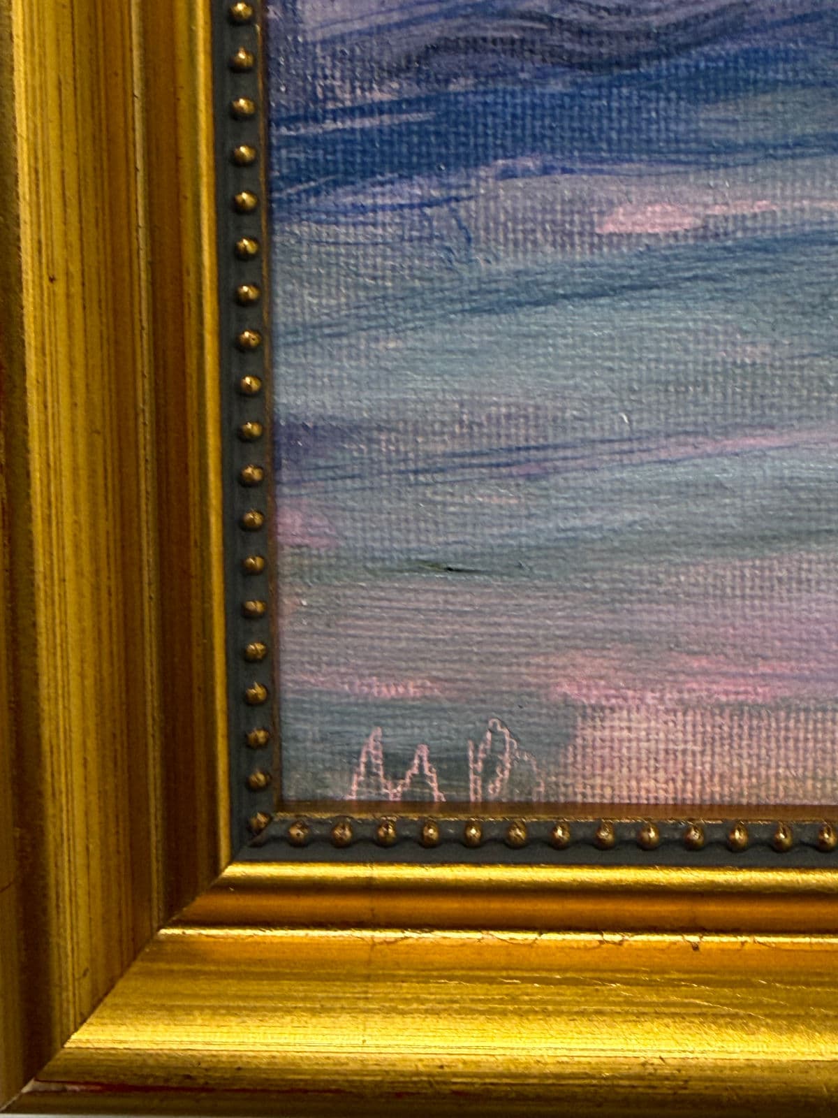 Abstract Cloud Covered Blue Skies on the Beach Painting, Framed - Thumbnail 11