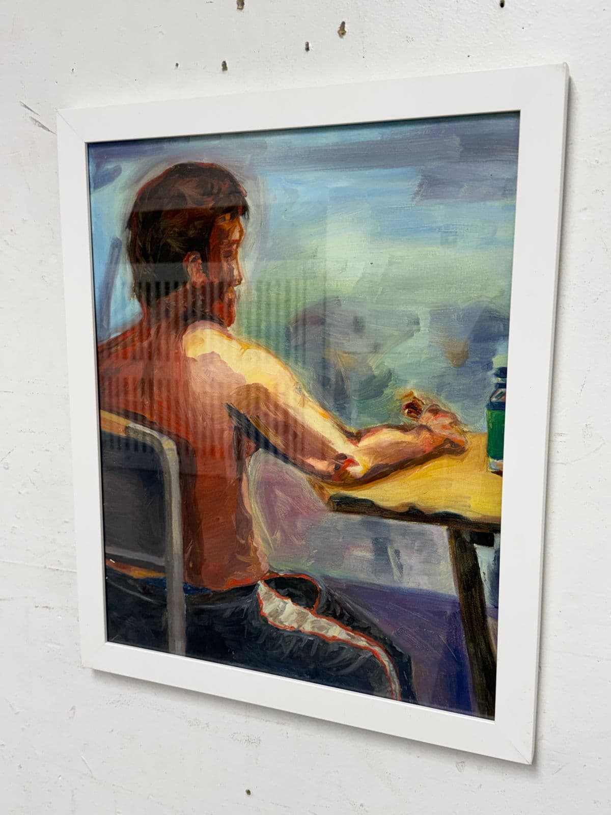 Figurative Artwork Man Waiting at the Window, Framed - Thumbnail 5