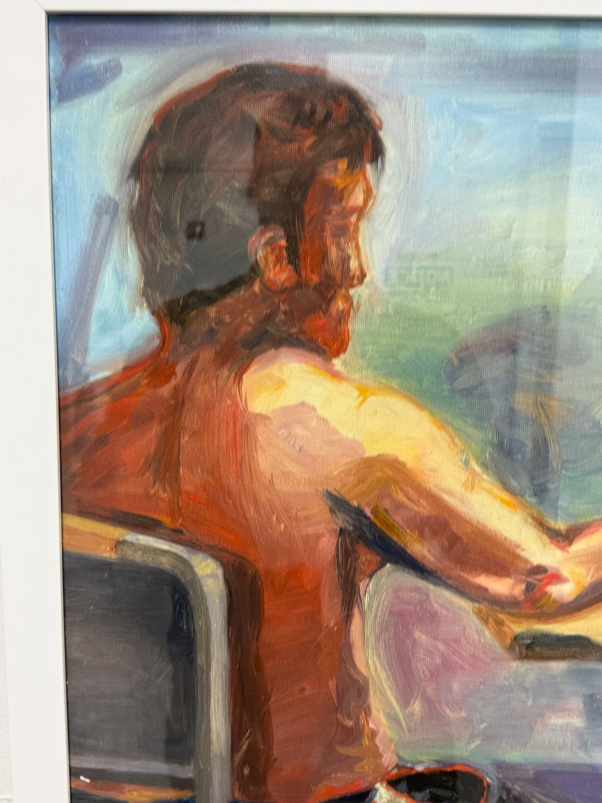 Figurative Artwork Man Waiting at the Window, Framed - Thumbnail 11