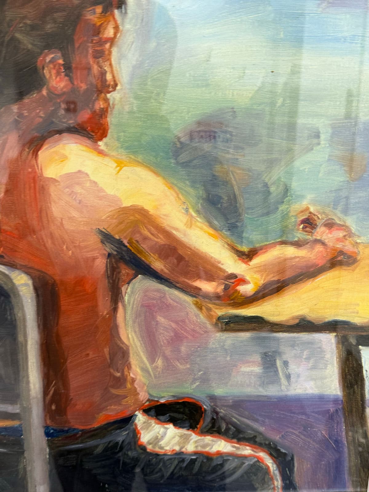 Figurative Artwork Man Waiting at the Window, Framed - Thumbnail 8