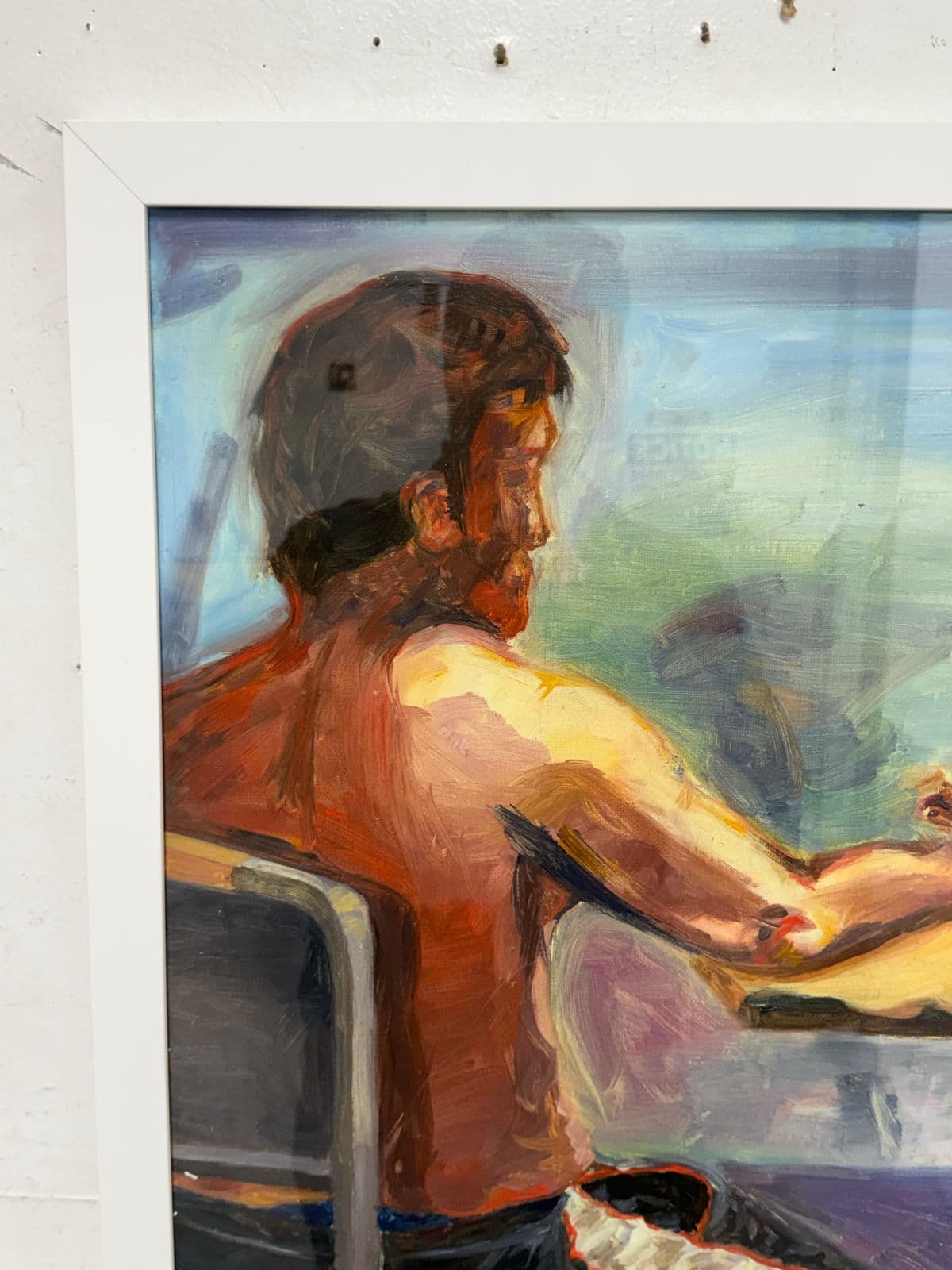 Figurative Artwork Man Waiting at the Window, Framed - Thumbnail 3