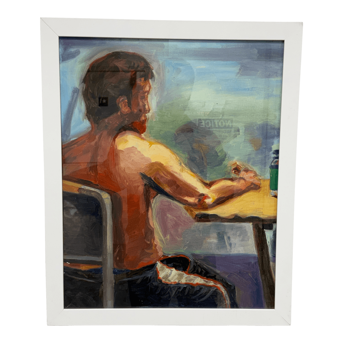 Figurative Artwork Man Waiting at the Window, Framed - Thumbnail 2