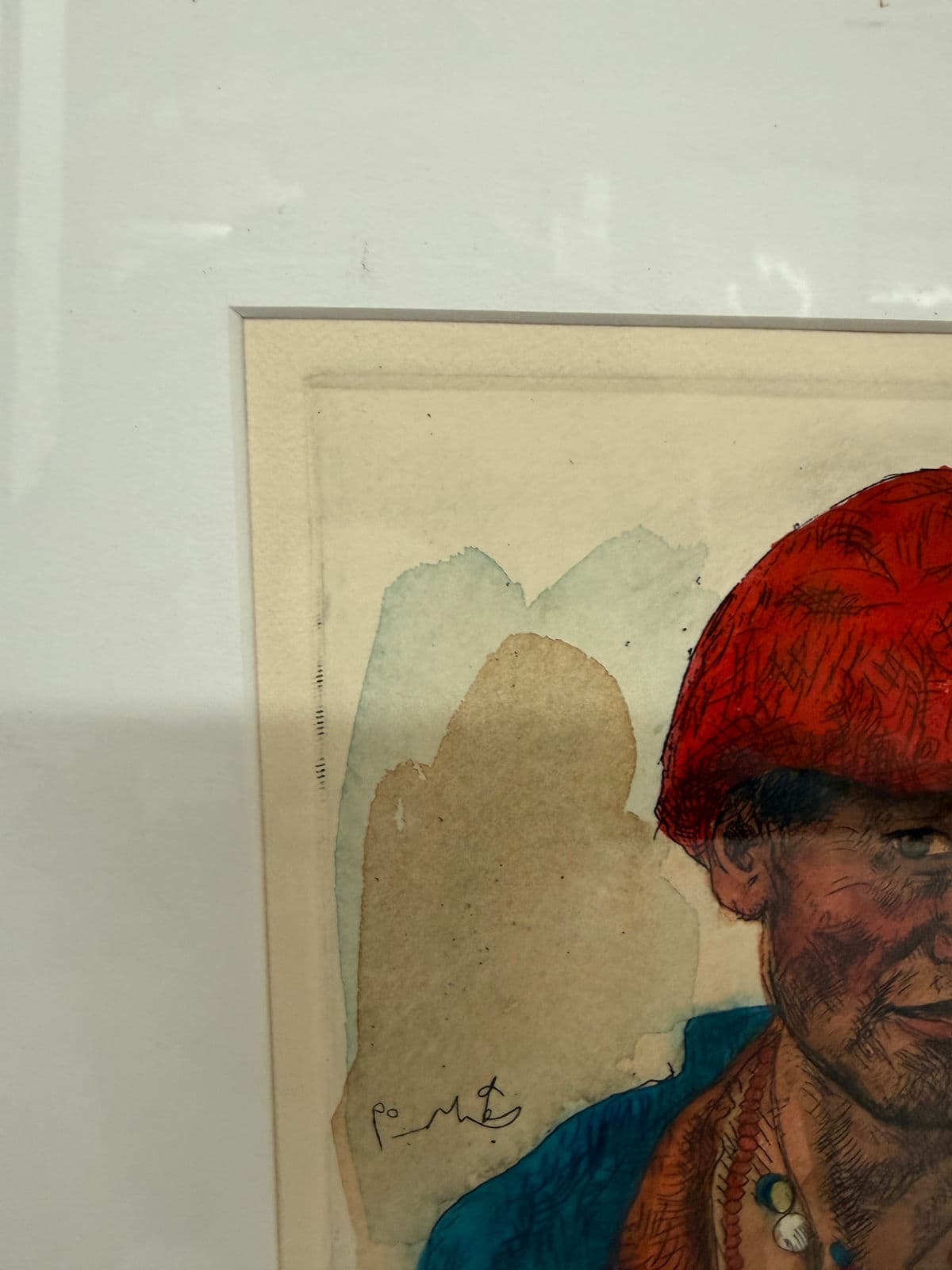 Artist Proof Artwork "Tibetan Man", Signed + Framed - Thumbnail 9