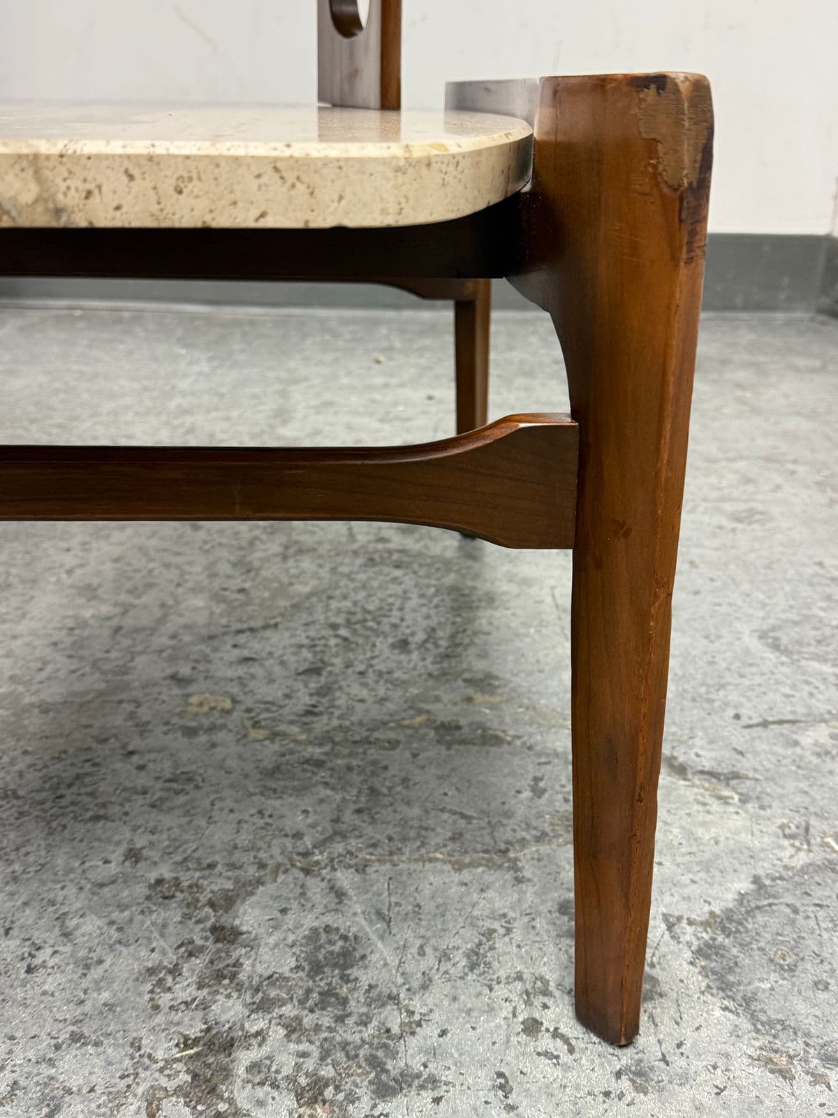 Bertha Schaefer for M. Singer & Sons Walnut/Travertine Tables, Pair - Thumbnail 9