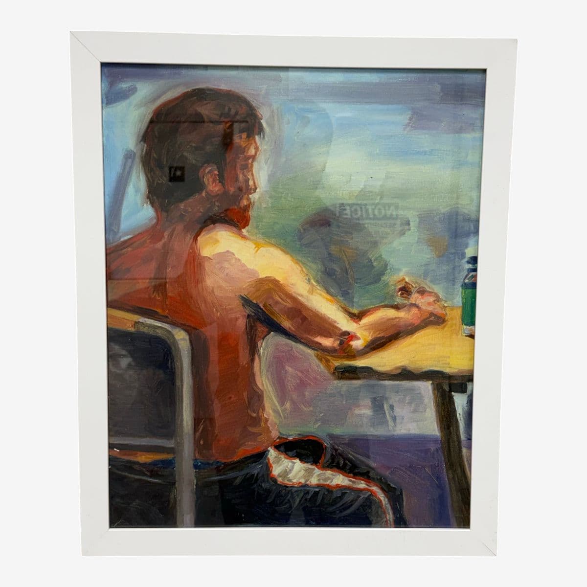 Figurative Artwork Man Waiting at the Window, Framed - Image 1