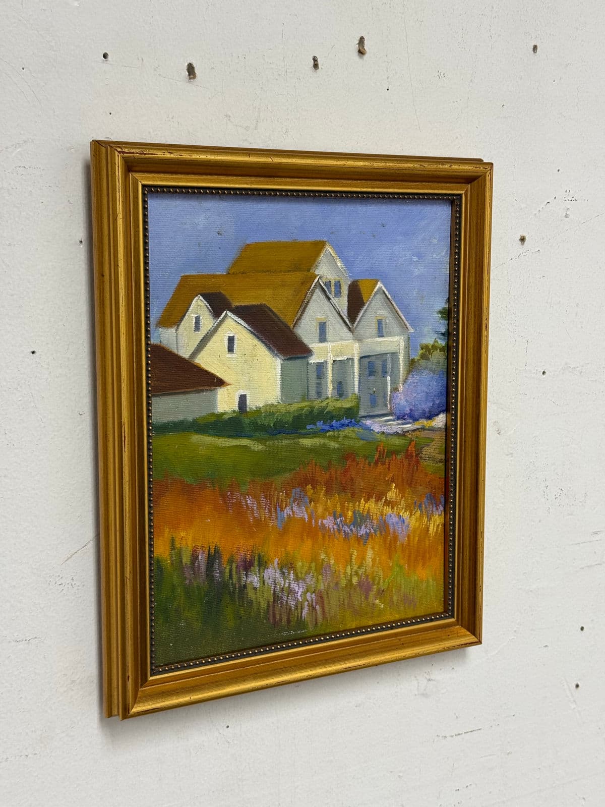 Impressionist Painting of White House in Flower Field, Framed - Thumbnail 3