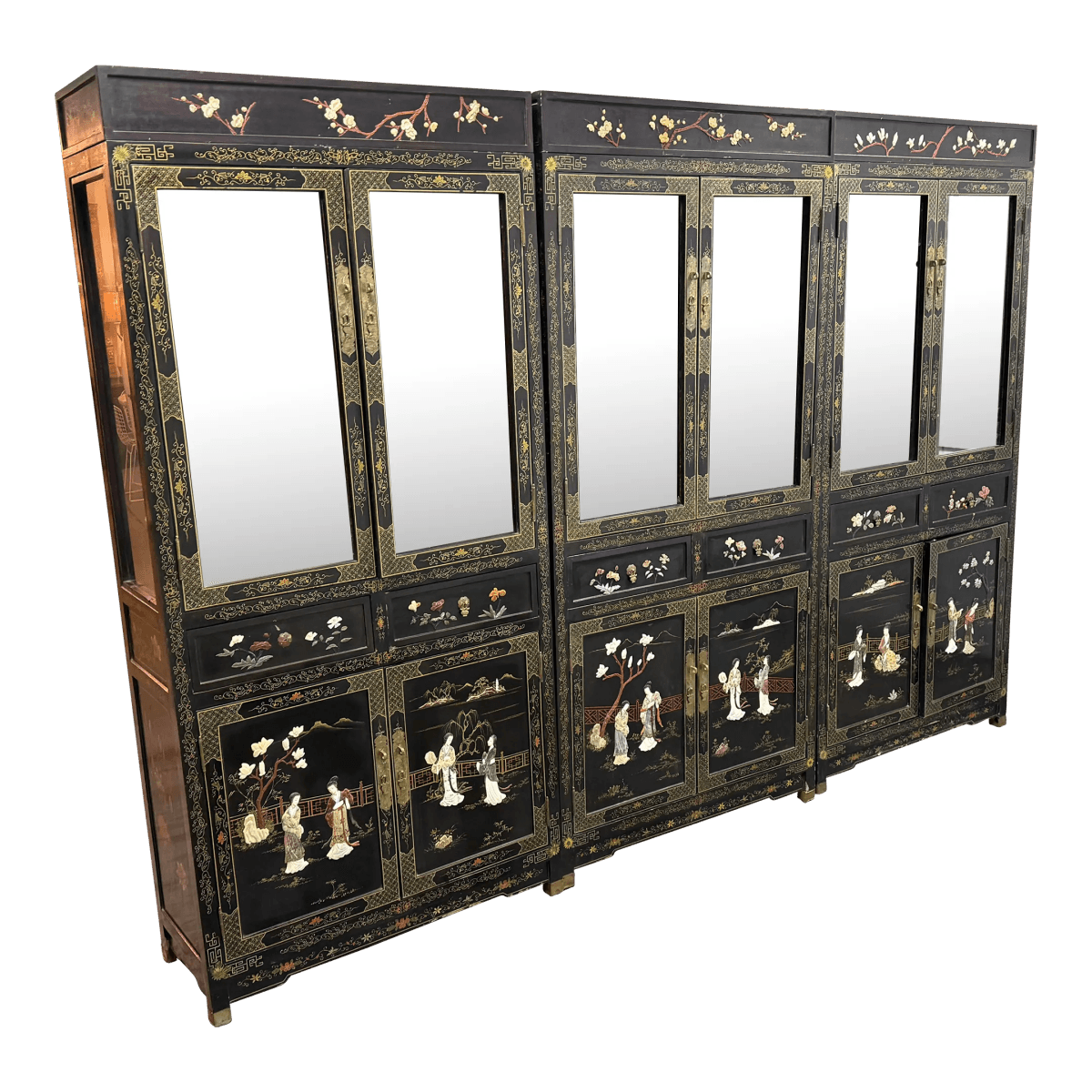 Circa 1970's Chinese Display Cabinets, Set of Three - Thumbnail 2