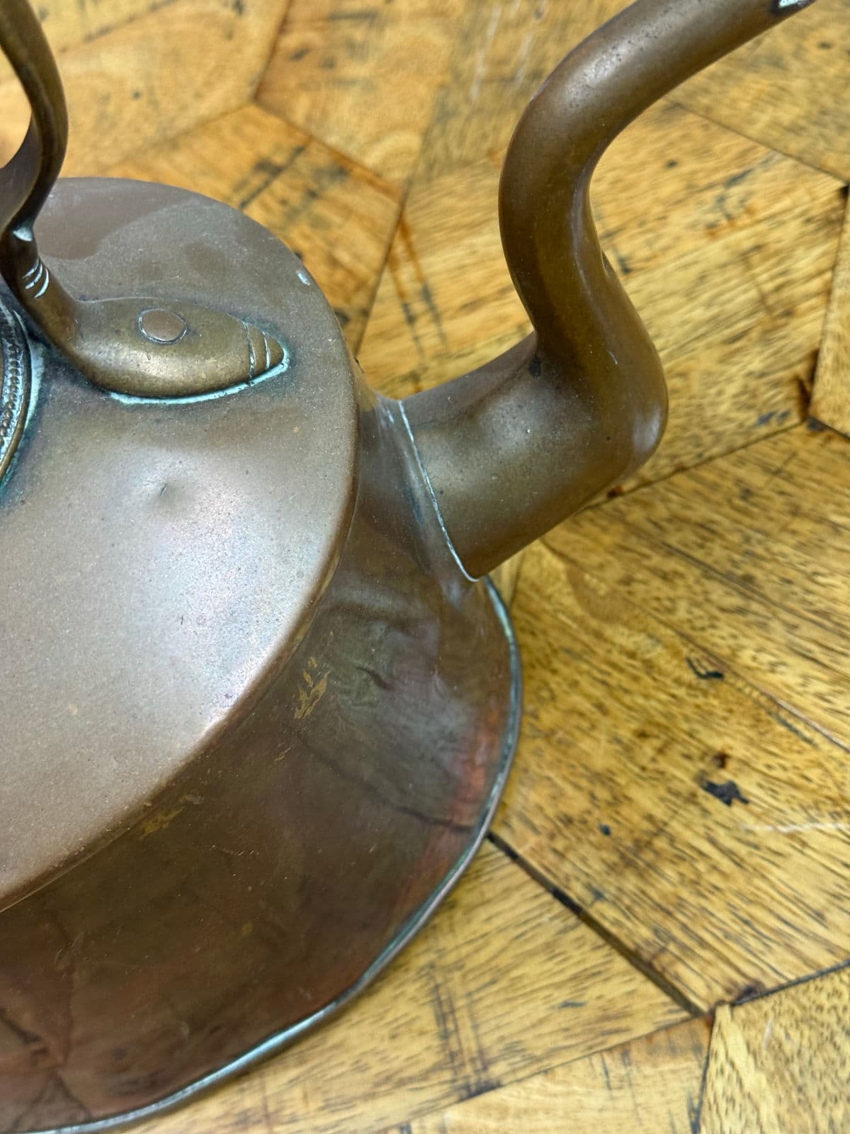 19th Century Cooper Kettle With Wooden Handle - Thumbnail 6
