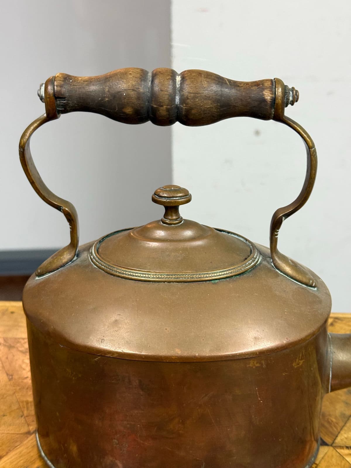 19th Century Cooper Kettle With Wooden Handle - Thumbnail 10