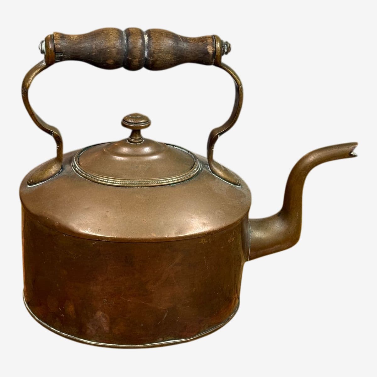 19th Century Cooper Kettle With Wooden Handle - Image 1