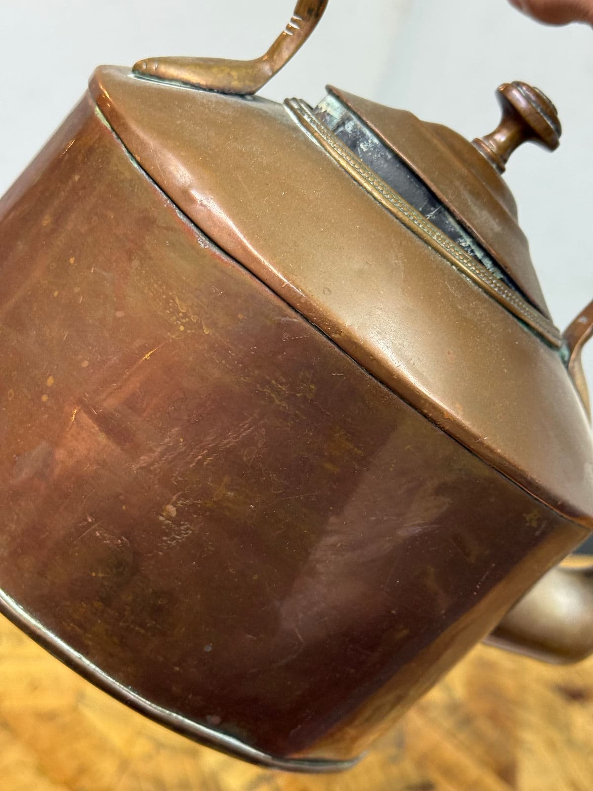 19th Century Cooper Kettle With Wooden Handle - Thumbnail 9