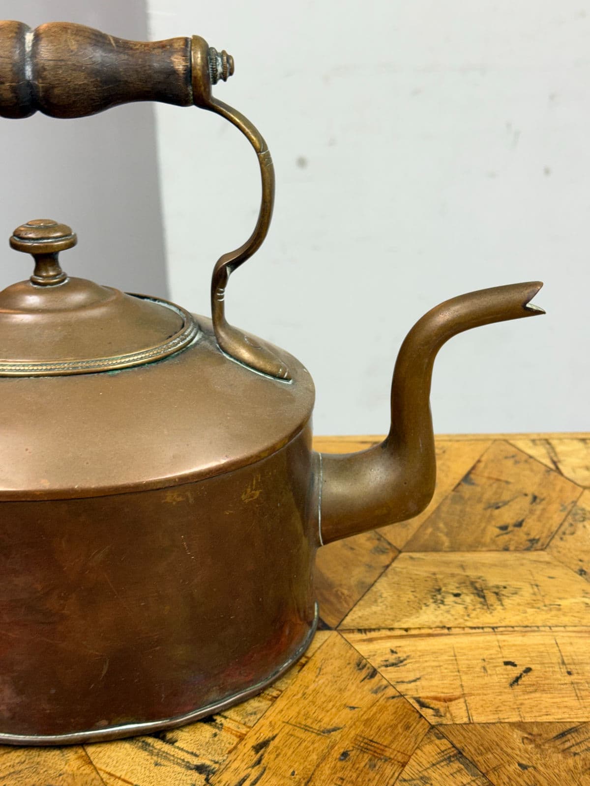 19th Century Cooper Kettle With Wooden Handle - Thumbnail 4