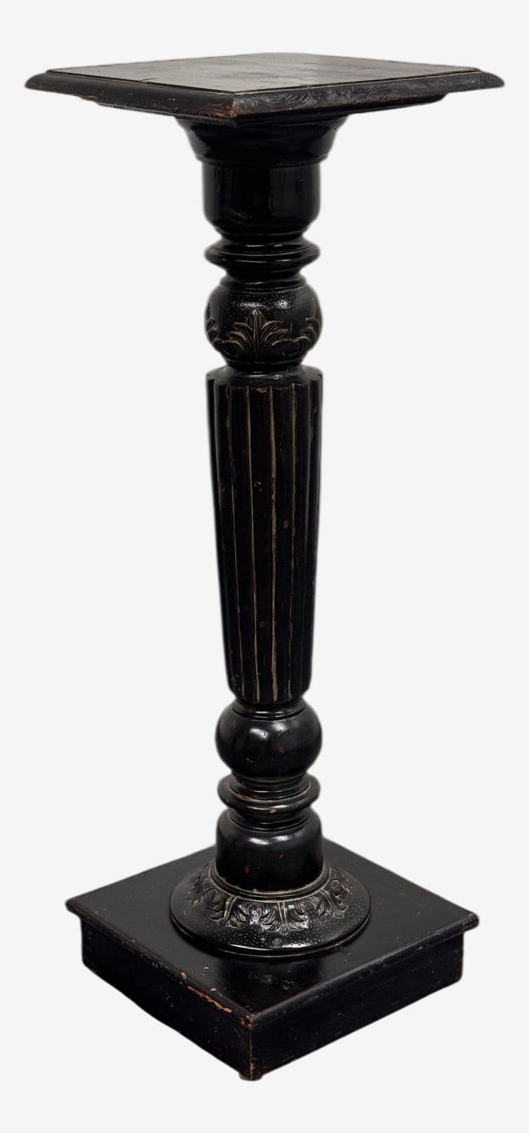 Vintage Wood Distressed Pedestal Table - Image 1