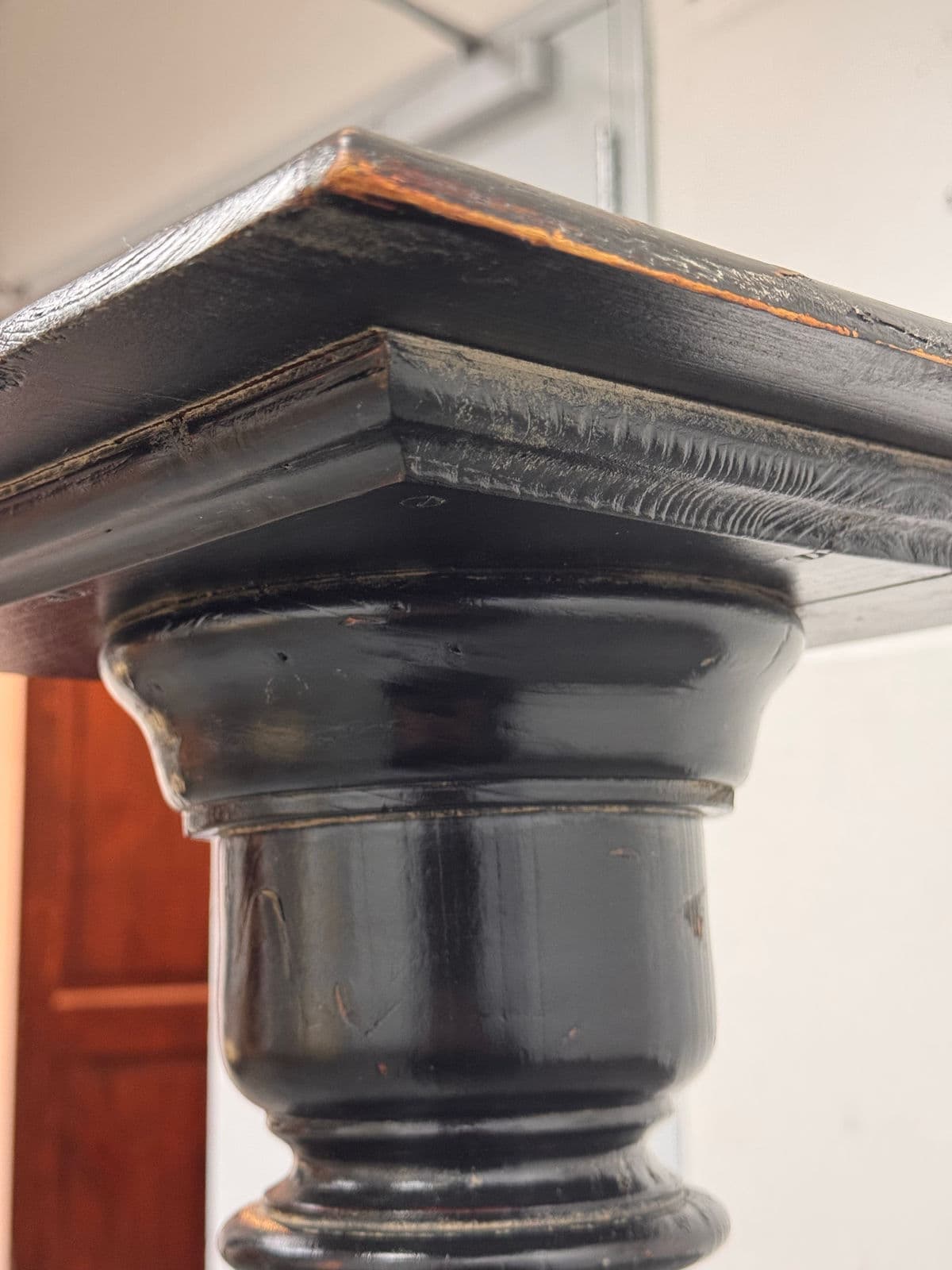 Vintage Wood Distressed Pedestal Table - Thumbnail 9