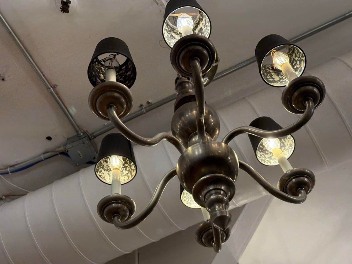 Chapman Six Light Chandelier + Black Shades - Thumbnail 10