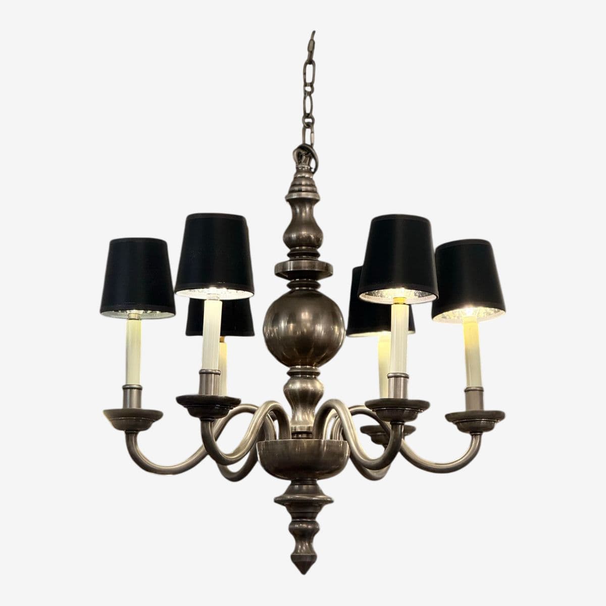 Chapman Six Light Chandelier + Black Shades - Image 1