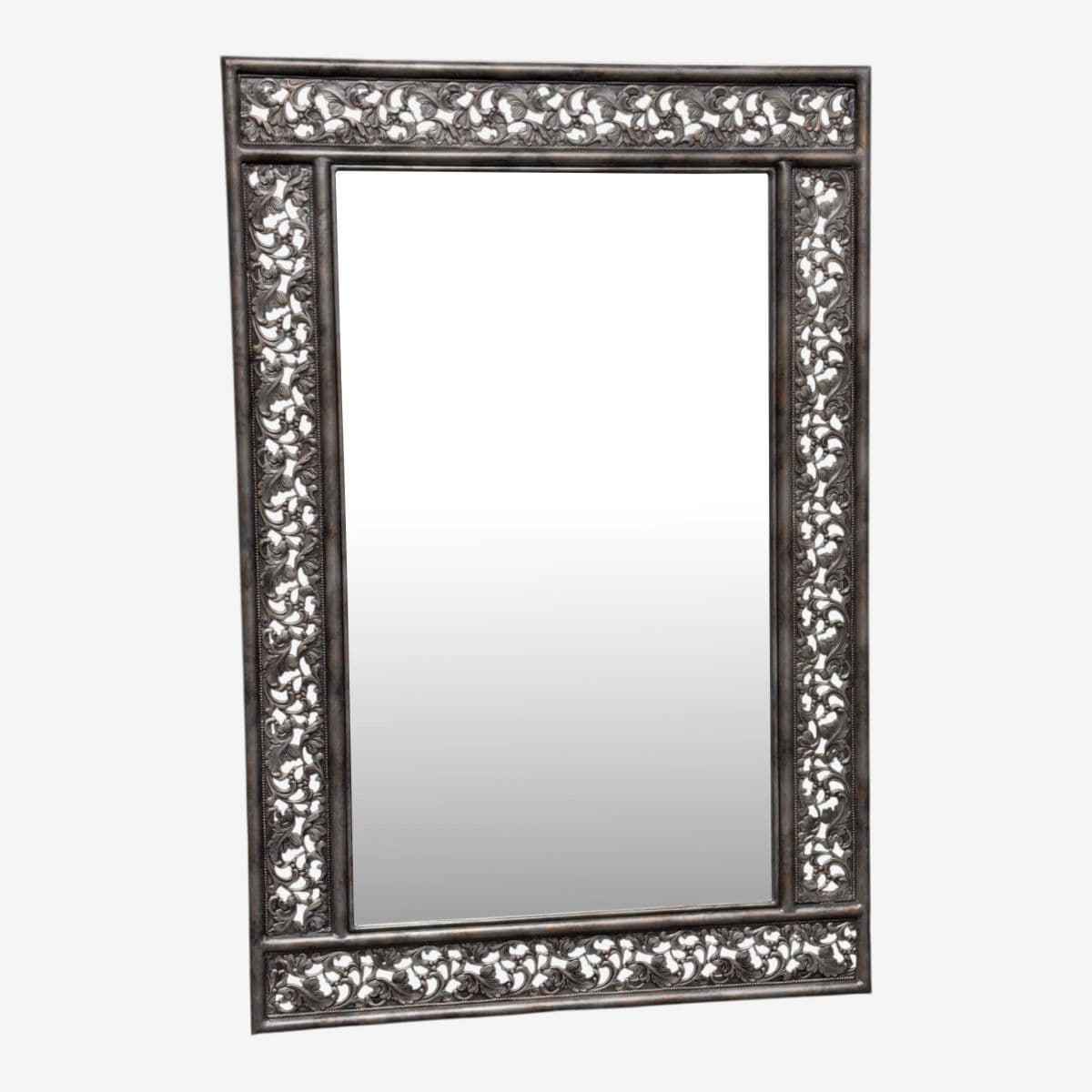 Metal Botanical Rectangular Wall Mirror - Image 1