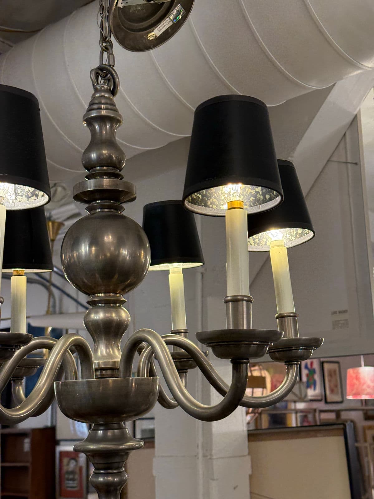 Chapman Six Light Chandelier + Black Shades - Thumbnail 13