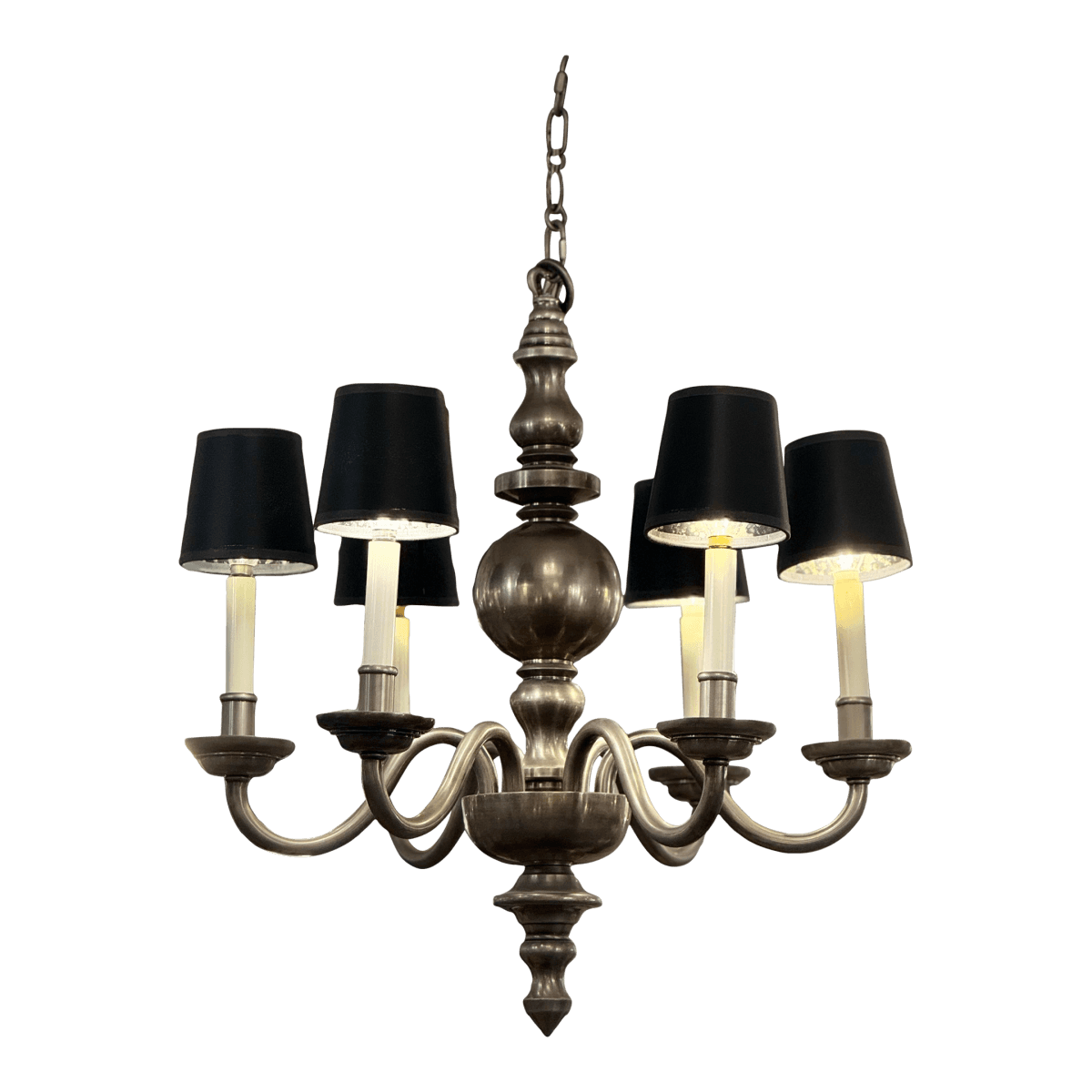 Chapman Six Light Chandelier + Black Shades - Thumbnail 2