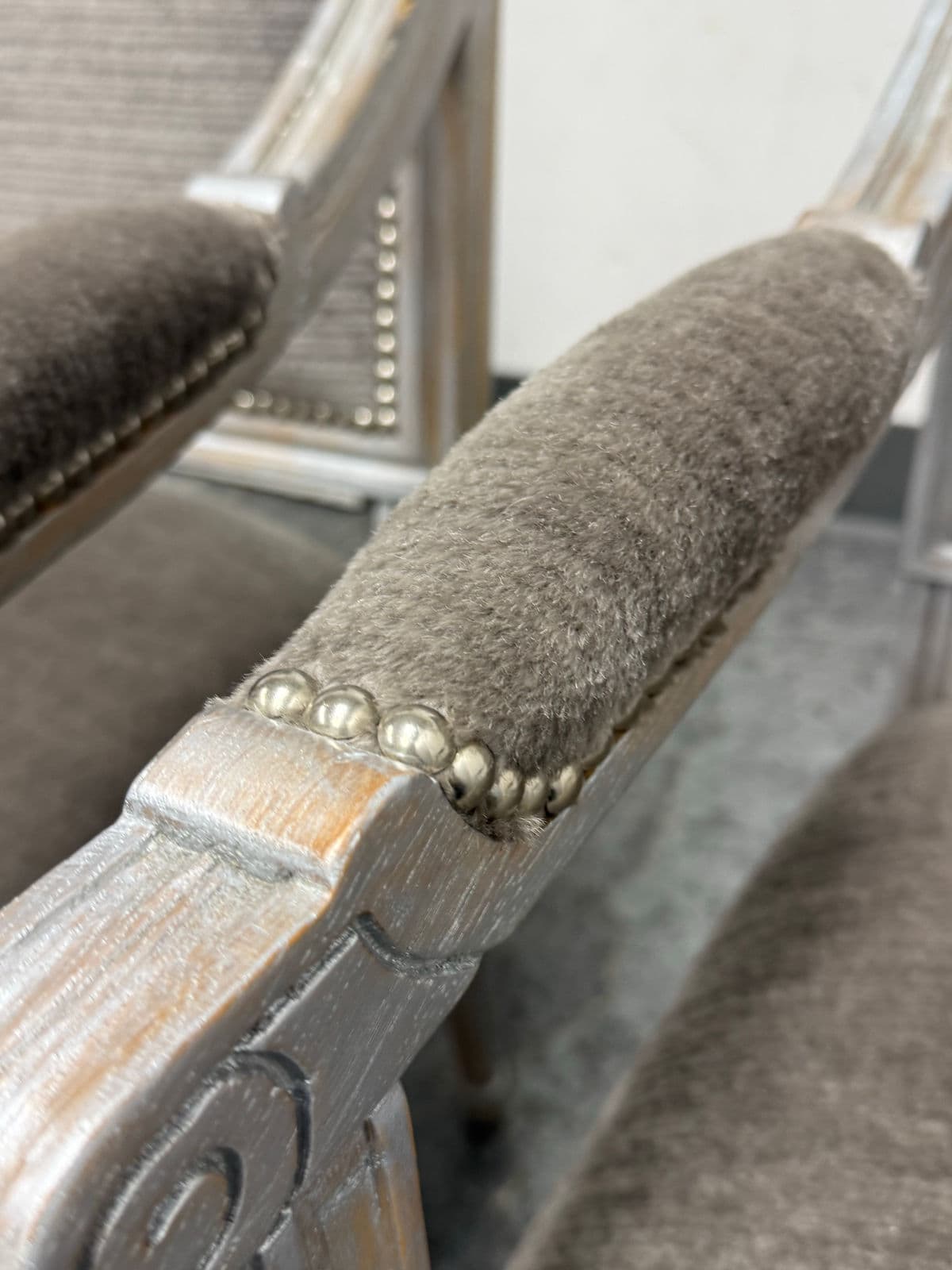 Vintage Louis XVI–Style Square Back Armchairs, Pair - Thumbnail 8