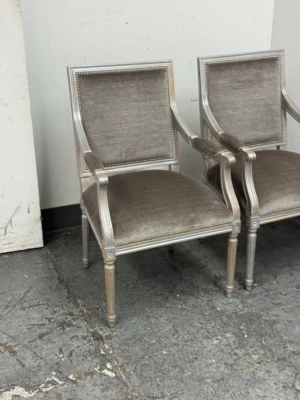 Vintage Louis XVI–Style Square Back Armchairs, Pair - Thumbnail 11