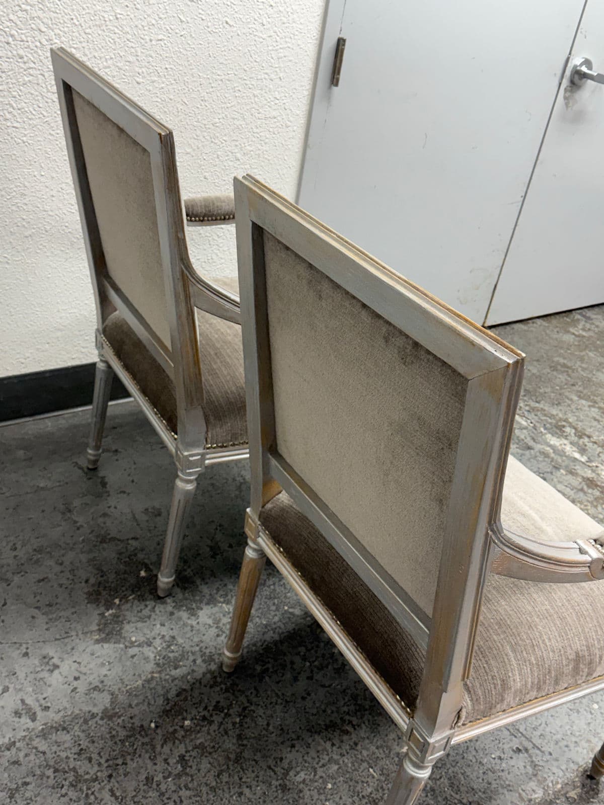 Vintage Louis XVI–Style Square Back Armchairs, Pair - Thumbnail 4